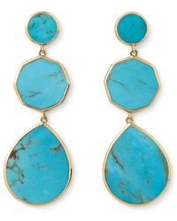 Ippolita - 18kt Yellow Gold Polished Rock Candy Crazy 8's 3 Turquoise Drop Earrings - Lyst