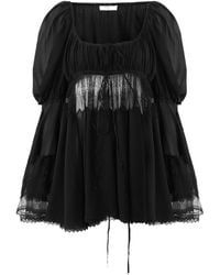 Chloé - Puffärmel-Bluse mit U-Ausschnitt - Lyst