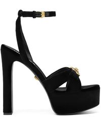 Versace - 140Mm Gianni Ribbon Velvet Sandals - Lyst