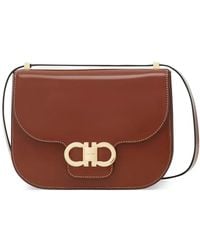 Ferragamo - Double Gancini North-South Logo-Buckle Shoulder Bag - Lyst