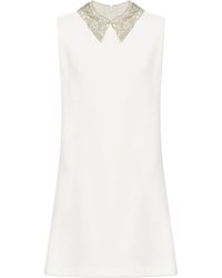 Versace - Robe Courte Sans Manches À Col À Ornements - Lyst
