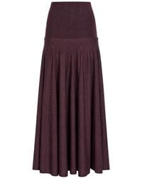 Rabanne - Ribbed-Knit Pleated Maxi Skirt - Lyst