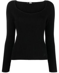 KARL LAGERFELD - Long-Sleeved Ribbed-Knit Top - Lyst