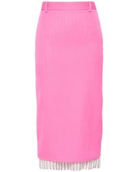 The Attico - Midi Skirt With Striped Hem - Lyst
