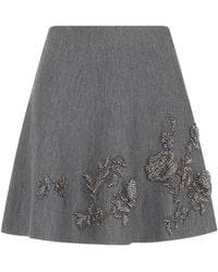 Oscar de la Renta - Beaded Peony-Embroidered A-Line Mini Skirt - Lyst