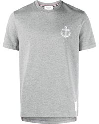 Thom Browne - Anchor-embroidered Cotton T-shirt - Lyst