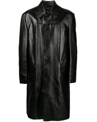 Versace - Button-up Leather Coat - Lyst