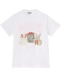 Ganni - "Cute Animals" T-Shirt - Lyst