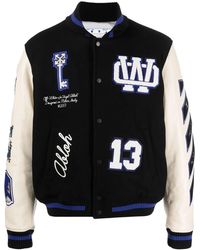 Off-White c/o Virgil Abloh - Off Whitetm Black/ivory Bomber Jacket With Patches - Lyst