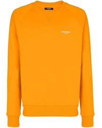 Balmain - Eco-designed Cotton Sweatshirt With Small Flocked Paris Logo - Lyst