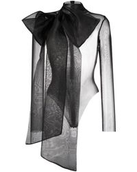 Atu Body Couture - Semi-sheer Bow-detail Bodysuit - Lyst
