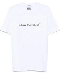 MSGM - Follow The Rabbit Print Cotton T-Shirt Clothing - Lyst
