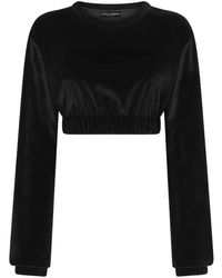 Dolce & Gabbana - Logo-embroidered Cropped Sweatshirt - Lyst