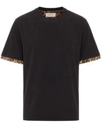 Lanvin - Leopard-Print Trim T-Shirt - Lyst
