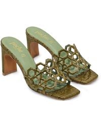 Poche Paris - Croc-Effect Cage-Style Sandals - Lyst