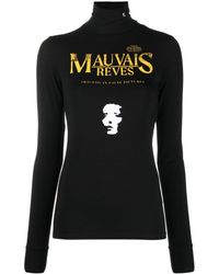 Damen Bekleidung Pullover und Strickwaren Rollkragenpullover Raf Simons Poloshirt mit Logo-Stickerei in Schwarz 