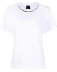 Pinko - T-shirt en coton à ornements en cristal - Lyst