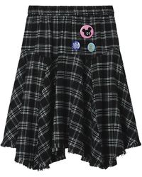 Mini Cream - Plaid Frayed Mini Skirt - Lyst