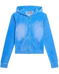 Juicy Couture - Washed-Effect Zip-Up Hoodie - Lyst