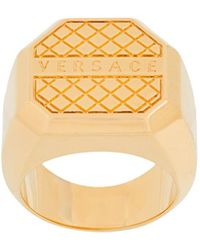Versace Anillo con logo gráfico - Metálico