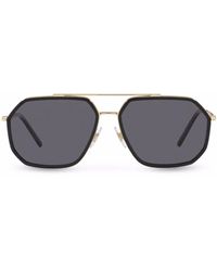 Dolce & Gabbana - Double-Bridge Pilot-Frame Sunglasses - Lyst