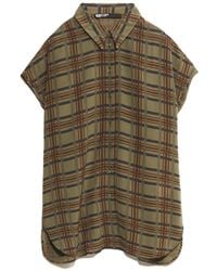 Bimba Y Lola - Khaki Checked Dropped-Shoulder Shirt - Lyst