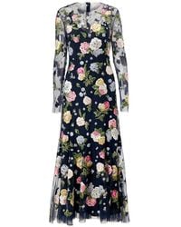 Carolina Herrera - Floral-Embroidered Maxi Dress - Lyst