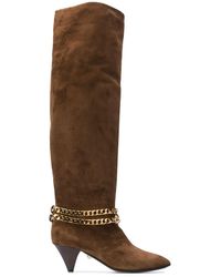 ALEVI Camille Chain-embellished Knee-high Boots - Brown