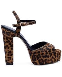 Stuart Weitzman - Leopard-Print Platform Sandals - Lyst