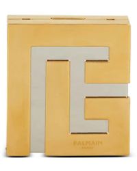 Balmain - メタリック ロゴ クラッチバッグ - Lyst