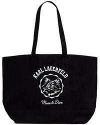 KARL LAGERFELD - Ikon Logo-Print Canvas Tote Bag - Lyst