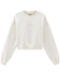 Woolrich - Katoenen Sweater Met Geborduurd Logo - Lyst