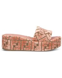 Fendi - 60Mm Sunshine Ff-Jacquard Platform Sandals - Lyst