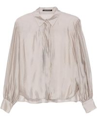 Luisa Cerano - Semi-Sheer Pleated-Sleeve Blouse - Lyst
