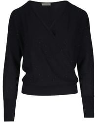 Kinross Cashmere - V-Neck Long-Sleeved Top - Lyst