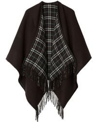 Burberry - Fringed Reversible Wool Cape - Lyst