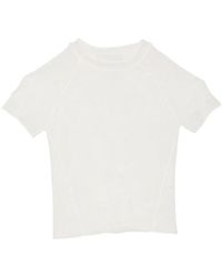Fleur du Mal - Pointelle-Knit Lace T-Shirt - Lyst