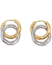 Bimba Y Lola - Two-Tone Textured Double Hoop Earrings - Lyst