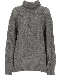 Sportmax - Cable Knit Roll-Neck Sweater - Lyst