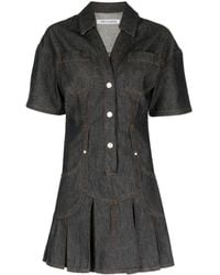 Trussardi - Pleated-skirt Denim Dress - Lyst