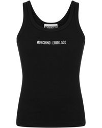 Moschino - Logo-embroidered Ribbed Tank Top - Lyst