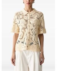 Benetton - Crochet-Knit Floral-Pattern Shirt - Lyst
