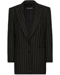 Dolce & Gabbana - Pinstripe Padded-Shoulder Blazer - Lyst
