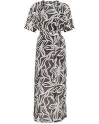 Brunello Cucinelli - Maxi-Jurk Met Bloemenprint En Monili-Detail - Lyst