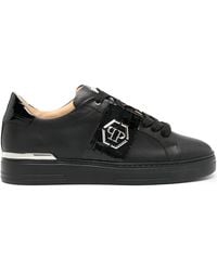 Philipp Plein - Logo-Plaque Leather Sneakers - Lyst