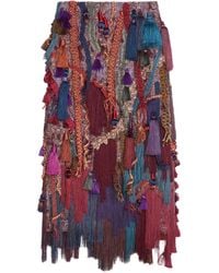 Dries Van Noten - Falda midi con detalle de borlas - Lyst
