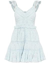 LoveShackFancy - Presline Ruffled Floral-Print Mini Dress - Lyst
