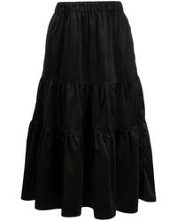 B+ AB Velvet-effect Tiered Skirt - Black