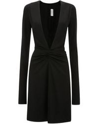 Victoria Beckham - Abito Corto Con Scollo A V E Maniche Lunghe - Lyst