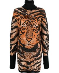Roberto Cavalli - Jacquard-Kleid mit Tiger - Lyst